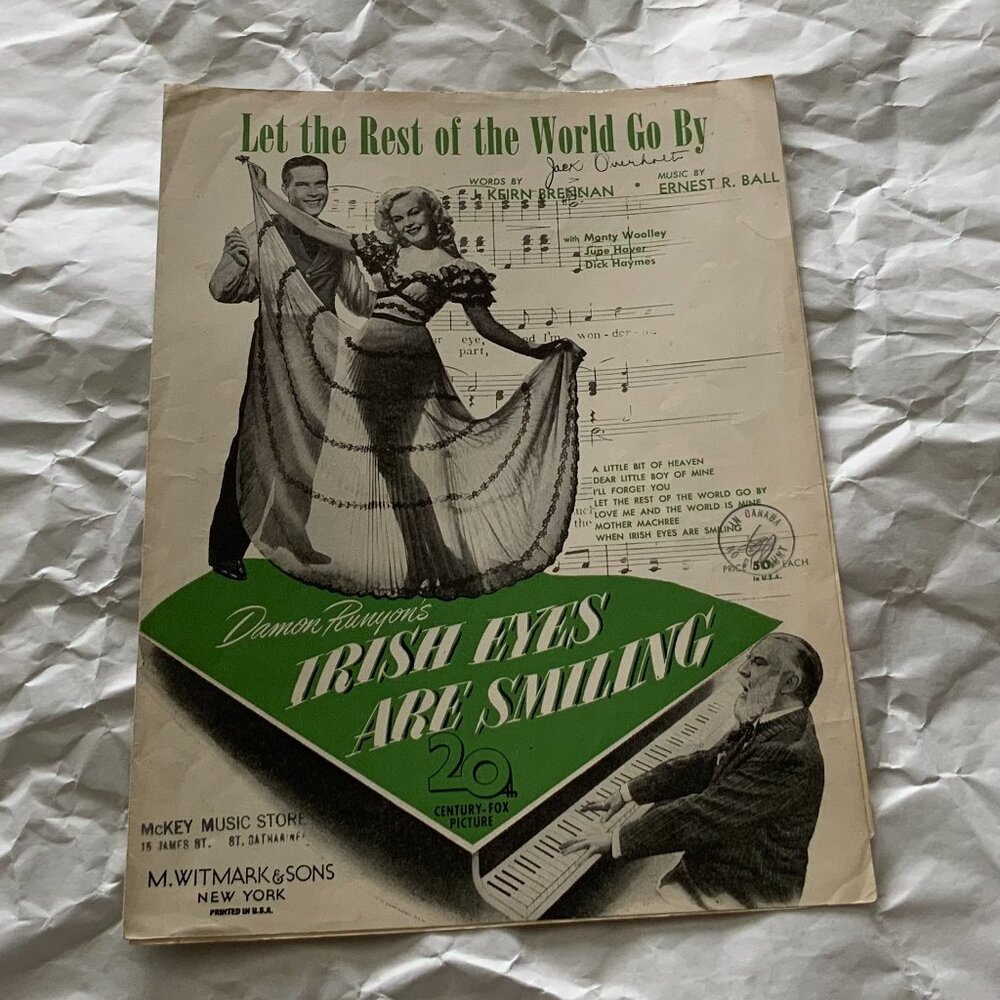 VINTAGE SHEET MUSIC - LET THE REST OF THE WORLD GO BY - 1919